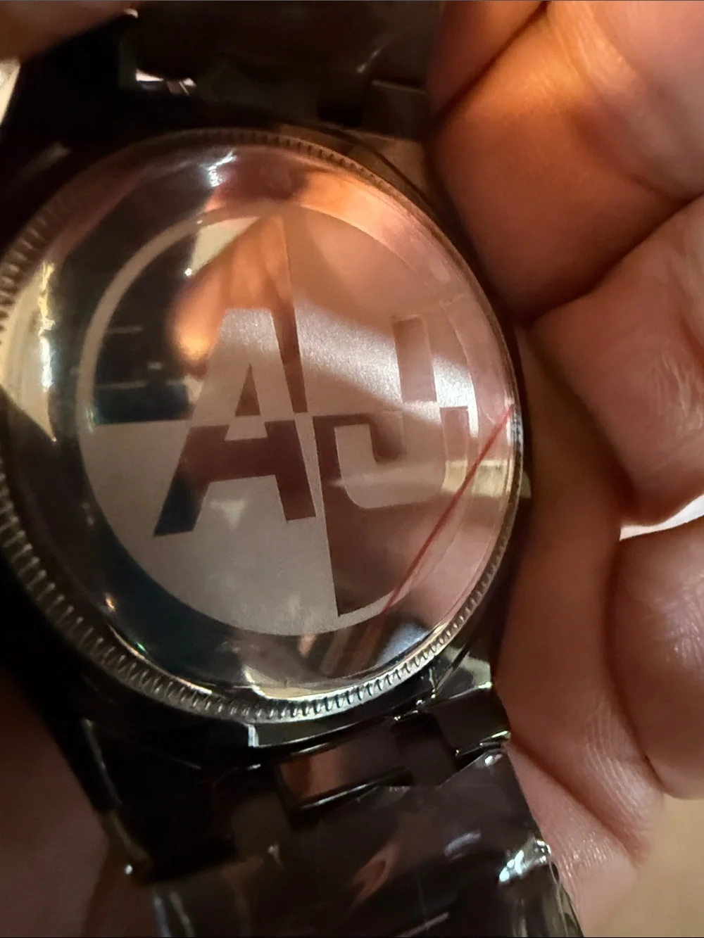 AJ Collection V.I.P. Collection Men's 43 amp Red Dial Stainless Watch